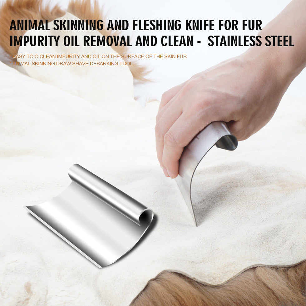 Stainless Steel Animal Skinning and Fleshing Knife Draw Shave Debarking Tool