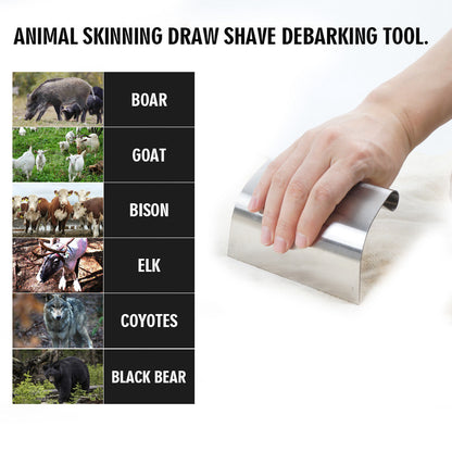 Stainless Steel Animal Skinning and Fleshing Knife Draw Shave Debarking Tool