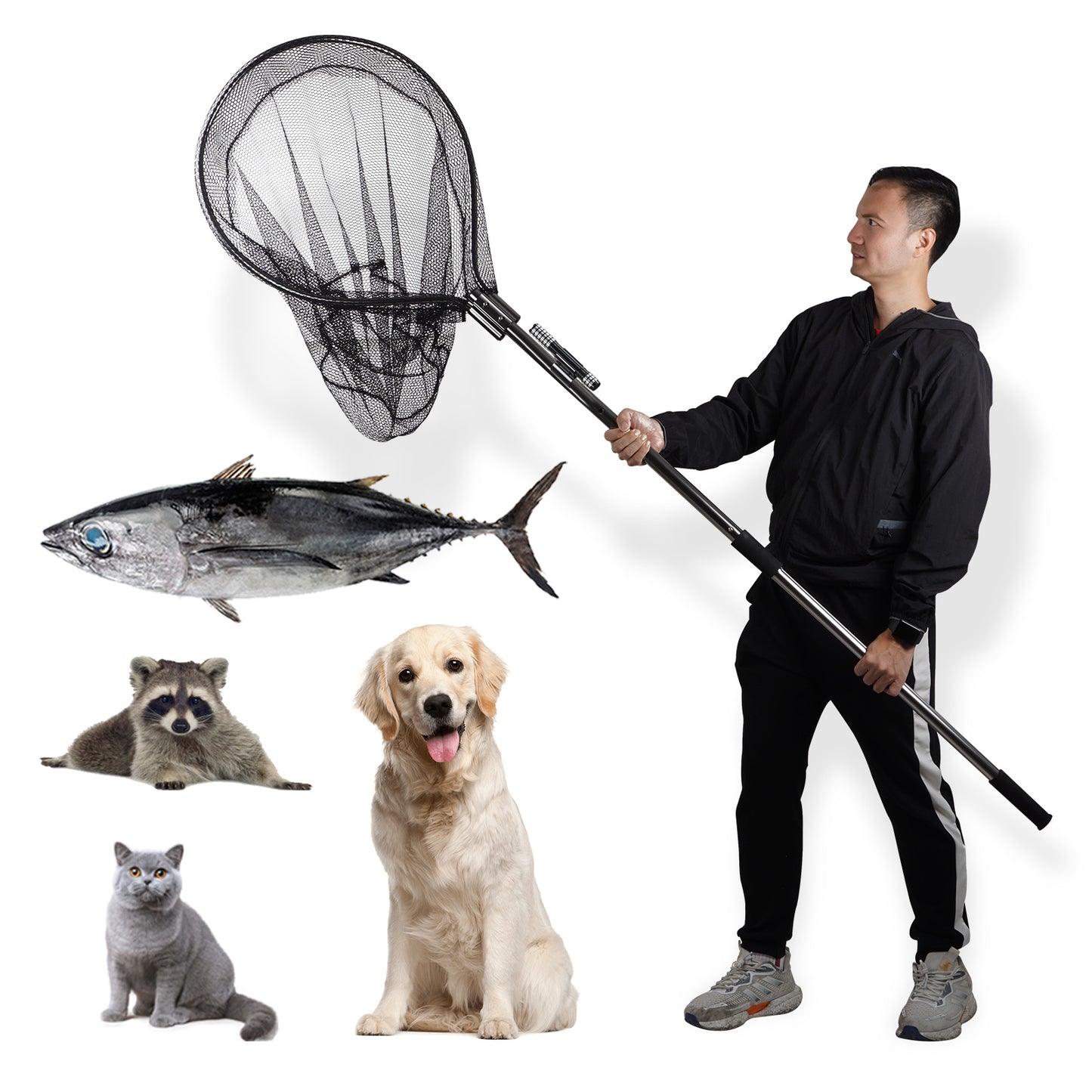 Heavy-Duty Dog Catch Net Pole and Wildlife Control Tool - Versatile for Various Animals and Wildlife