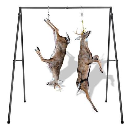 Sturdy Deer Game Hanger Hoist: A Tripod Stand for Deer Hanging, Skinning, and Butchering, Equipped with Two Meat Hooks for Hunting, Fishing, and Animal Dressing - Built for Heavy-Duty Use.