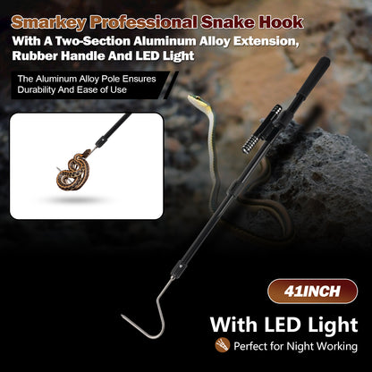 Snake Catcher Hook Stick Tongs Catch Grabber Catching Handling Tool Picker Long Pole Kit for Rattlesnake, Copperhead Snake, Ball Python, Rattle, Cobra, Corn, Rosy Boas and Reptile Removal Trap