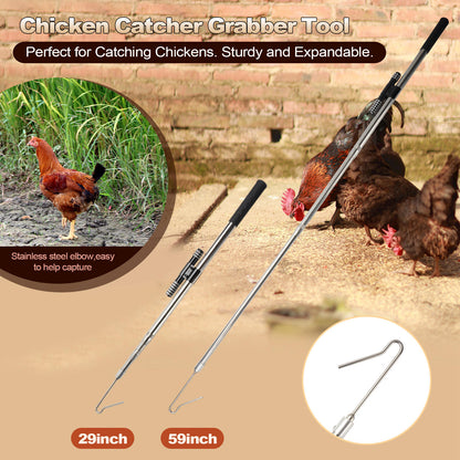 Poultry leg hook pole, a farm tool designed for catching chickens, turkeys, geese, ducks, and various fowl birds