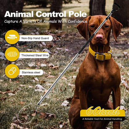 60"-92" Animal Catch Pole Wildlife Control Tool Noose Holder Net Kit for Dogs Feral Cat Raccoons Hog Pig Fox Coyote Bulldog Wolf Goat Lizards Boar Bichon Calf Piglet Gator