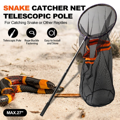 Snake Catcher Net, Rattlesnake Grabber Hnadling Tool, Reptile Catch Telescopic Pole Stick, Rattle Snake Removing and Catching Picker with 12" Ring, Extends to 40 Inches