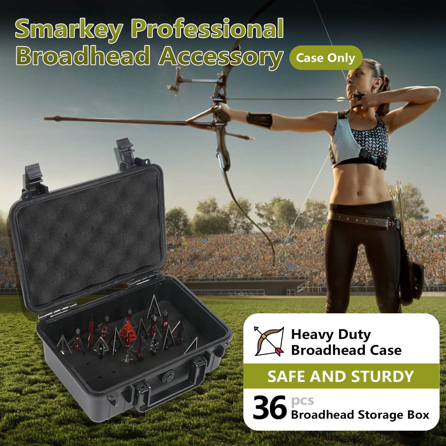 Smarkey Archery Broadhead Arrowheads Box Case Heavy Duty for Hunting Shooting Fishing Accessory