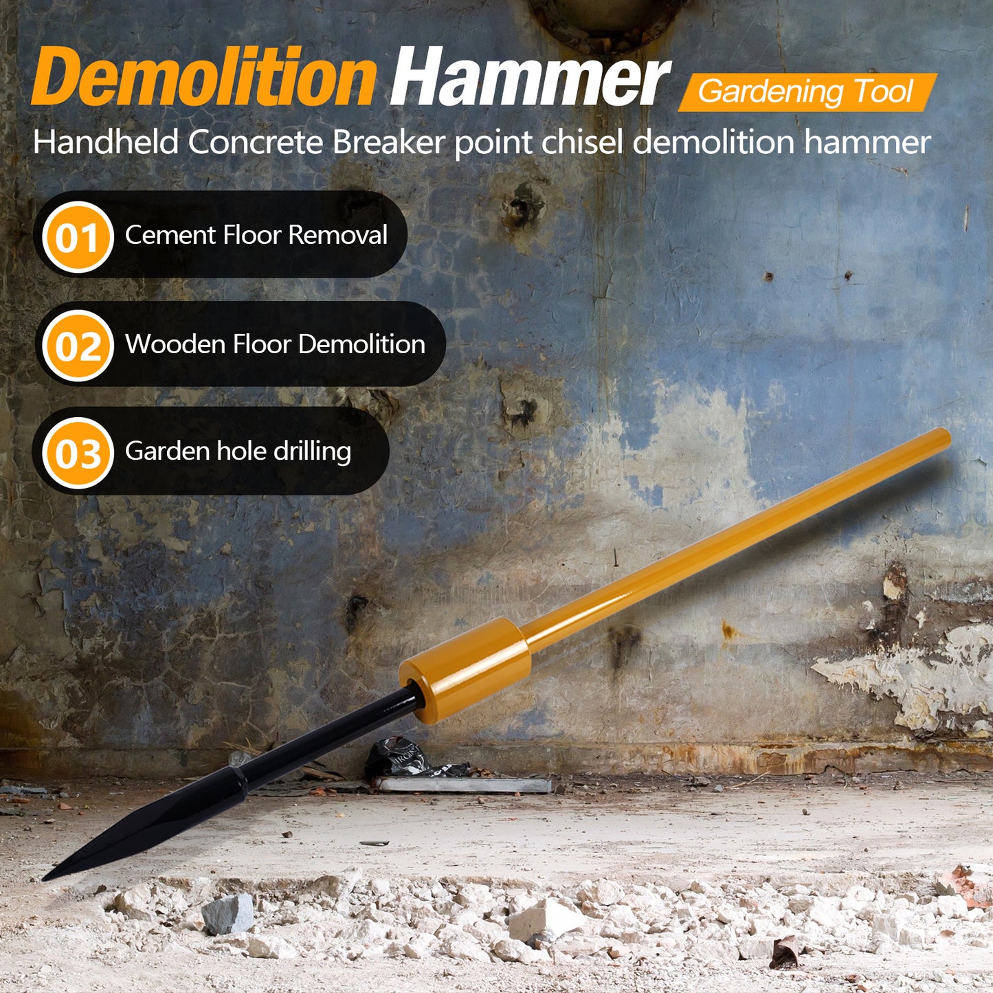 Concrete Breaker House Demolition Hammer Tool for Floor Scraper Breaking - Heay Duty