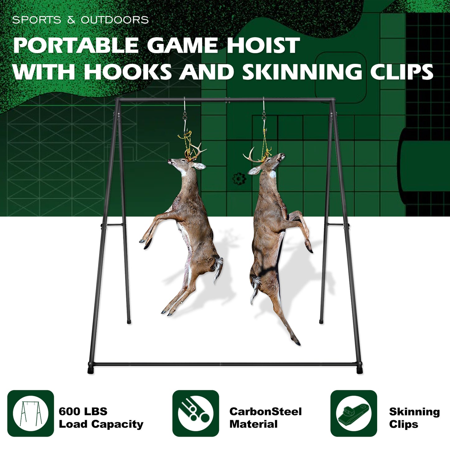 Deer Game Hanger Hoist - Versatile Rack for Skinning, Tanning, and Drying