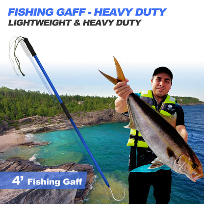 Fishing Gaff for anglers, featuring a stainless steel Gaff Hook designed specifically for capturing large fish like tuna, flagfish, steelhead, salmon, fly, kayak, catfish, flounder, bass, trout and striper