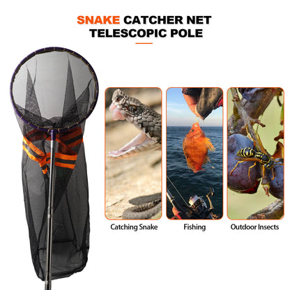 Snake Catcher Net, Rattlesnake Grabber Hnadling Tool, Reptile Catch Telescopic Pole Stick, Rattle Snake Removing and Catching Picker with 12" Ring, Extends to 40 Inches