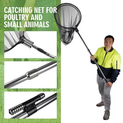 Animal Catcher Net Poultry Catching Trap Tool for Dog, Chicken, Feral Cat, Duck, Goose, Bird, Skunk, Bat, Fox, Raccoon, Guinea Fowl, Pigeon, Tuna, Monkey and Small Animals