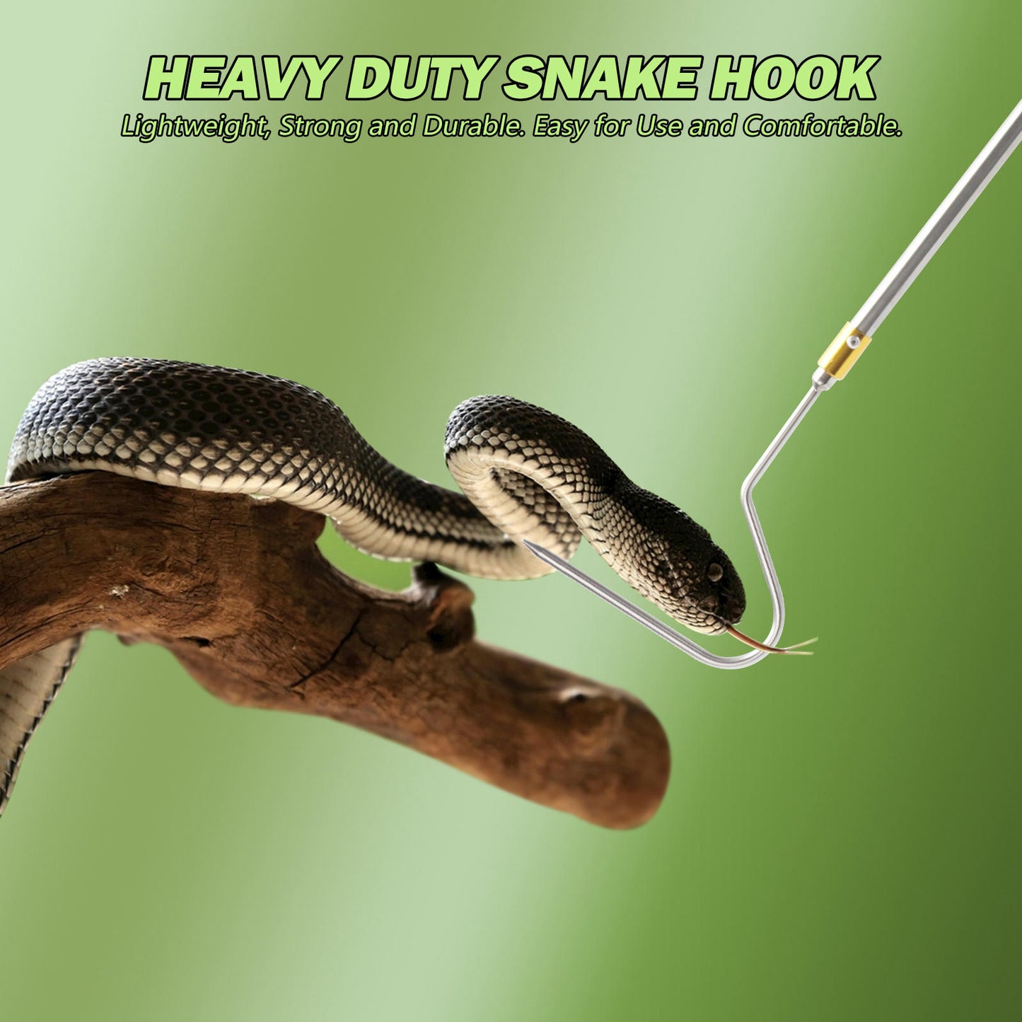 Snake Catcher Hook Stick Tongs Grabber Handling Tool Kit for Rattlesnakes Python Coppe 64 inch