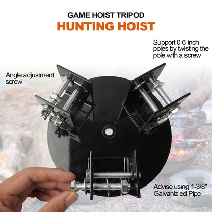 Deer Hunting Stand Accessory: Head Mount for Tripod Game Hoist, assists in skinning, processing and lifting while hunting