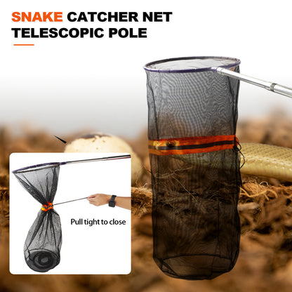 Snake Catcher Net, Rattlesnake Grabber Hnadling Tool, Reptile Catch Telescopic Pole Stick, Rattle Snake Removing and Catching Picker with 12" Ring, Extends to 40 Inches