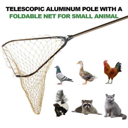 Animal Catch Pole Control Tool Net, Poultry Catch Pole Kit, Cat Catch Net, Chicken Catch Net, Poultry Catch Net for Small Animals Support Duck, Goose, Bird, Skunk Bat and Raccoon