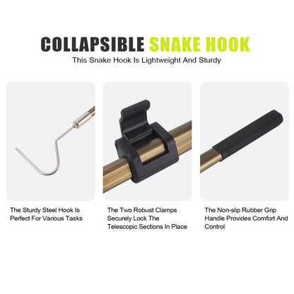 Snake Catcher Grabber Hook Handling Tool for Rattlesnake Copperhead Python Catching Control Moving Capture Remove Trapping Feeding