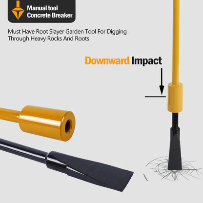 Heavy Duty Root Cutting Tool, Hole Digging Tool, Tamping Bars, Garden Remover Tool for Roots Rocks Shrubs Bushes Stumps