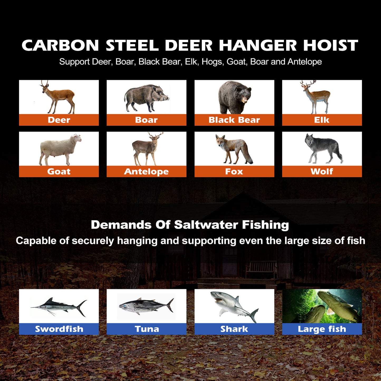 Sturdy Deer Game Hanger Hoist: A Tripod Stand for Deer Hanging, Skinning, and Butchering, Equipped with Two Meat Hooks for Hunting, Fishing, and Animal Dressing - Built for Heavy-Duty Use.