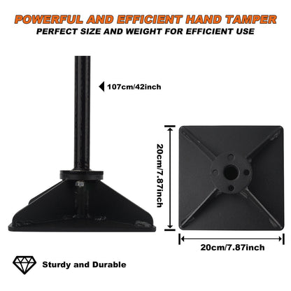 Steel Tamper Tool, Landscaping Lawn Garden Sand Leveler, Plate Soil Compactor, Ground Pad with Steel Handle Rammer, Dirt Laborsaving Kit for Installing Pavers and Repairing Unevenness Gravel