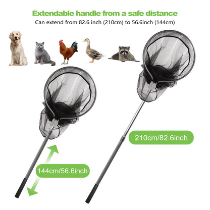 Animal Catcher Net Poultry Catching Trap Tool for Dog, Chicken, Feral Cat, Duck, Goose, Bird, Skunk, Bat, Fox, Raccoon, Guinea Fowl, Pigeon, Tuna, Monkey and Small Animals