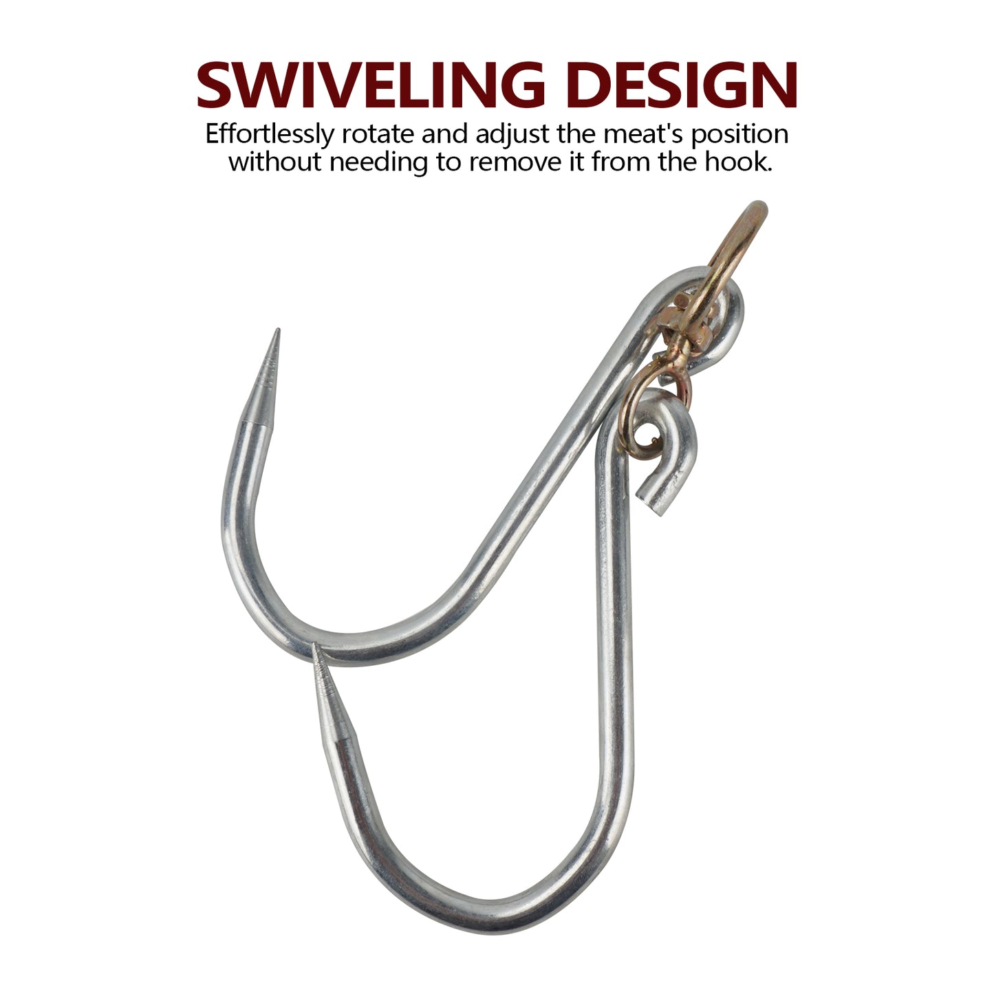 Swiveling Meat Hooks for Tripod Deer Game Hoist: Ideal for Hanging, Smoking, Giant Fish, Meat Processing, and Bacon Hanging.