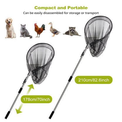 Heavy-Duty Dog Catch Net Pole and Wildlife Control Tool - Versatile for Various Animals and Wildlife