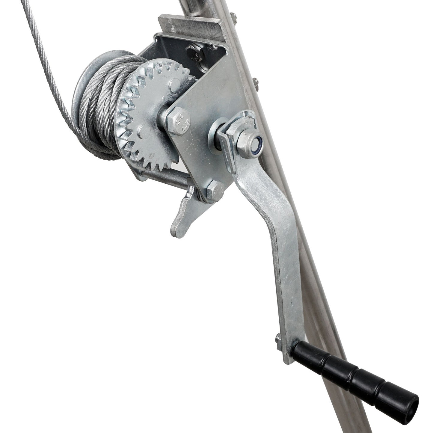 Stainless Steel Deer Game Hoist: A Robust Stand for Hunting, Processing, and Skinning, Equipped with a 500lb Capacity Gambrel and Manual Winch for Heavy-Duty Use.