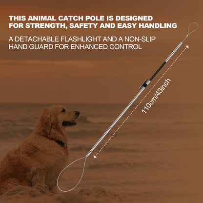 Animal Control Pole Dog Catch Rod Noose Holder Tool for Medium Large Wildlife Handling Dogs Feral Cat Raccoons Hog Pig Fox Coyote Bulldog Wolf Goat