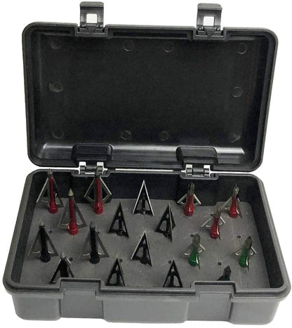 Smarkey Archery Broadheads 100 Grain 3 Fixed Blades Arrow Head Tips for Wolf Bear Deer Turkey Hunting -18pcs Storage Broadhead Case Package