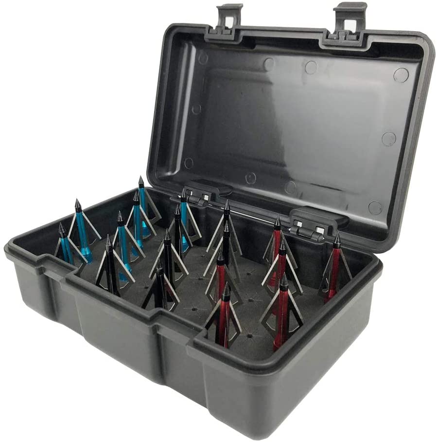 Smarkey Archery Broadheads 100 Grain 18pcs Pack (Mix Color) with broadheads Stroage Box Case