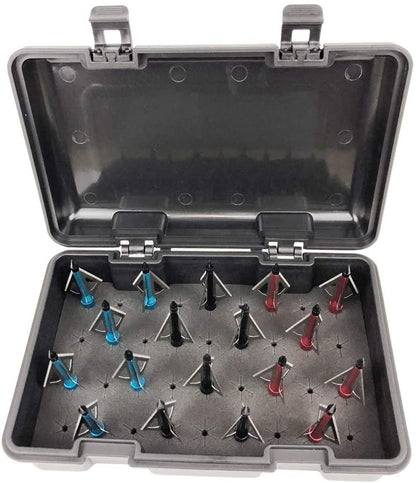 Smarkey Archery Broadheads 100 Grain 18pcs Pack (Mix Color) with broadheads Stroage Box Case