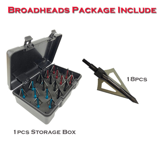 Smarkey Archery Broadheads 100 Grain 18pcs Pack (Mix Color) with broadheads Stroage Box Case