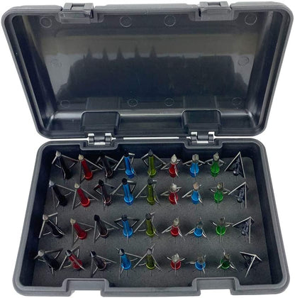 Smarkey Archery Broadheads Arrowhead Mix Styles Storage Box Case Package - Include 36pcs Arrowheads