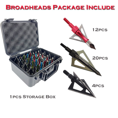 Smarkey 36pcs Broadheads Archery Storage Box Case Package for Crossbow Recurve Bow and Compound Bow Hunting - Heavy Duty Gift Package